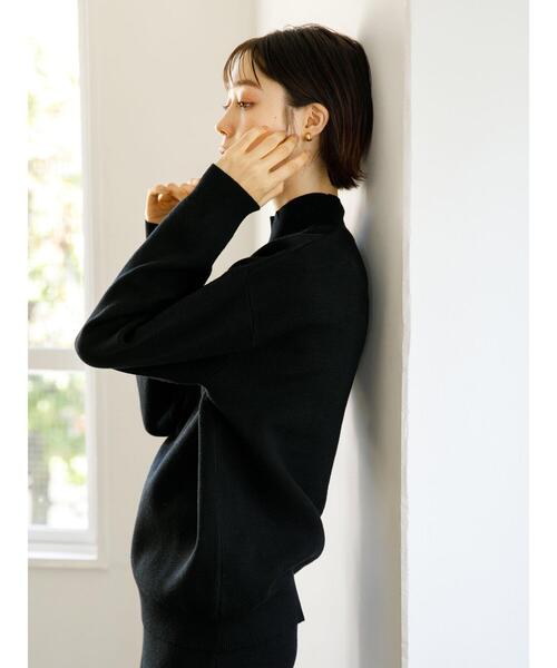 koe(コエ)の「スウェットライクニット モックネックプルオーバー*(ニット/セーター・レディース・ライトグレー/ブラック/ブルー/アイボリー/ピンクベージュ・S/M/L)」の21枚目の写真