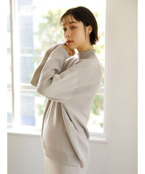 koe(コエ)の「スウェットライクニット モックネックプルオーバー*(ニット/セーター・レディース・ライトグレー/ブラック/ブルー/アイボリー/ピンクベージュ・S/M/L)」の4枚目の写真