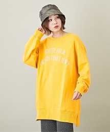 CUBE SUGAR（キューブシュガー）の「ソフト裏毛チュニックロゴスウェットワンピース（スウェット）」