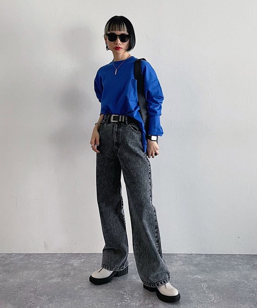 PAGEBOY(ページボーイ)の「ポケットルーズロンT(Tシャツ/カットソー・レディース・ブラック/オフホワイト/ブルー・FREE)」の4枚目の写真