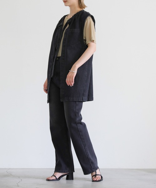 select MOCA（セレクトモカ）の「ドロストネックデニムベスト（ベスト・レディース・ブラック/インディゴブルー・FREE）」の17枚目の写真