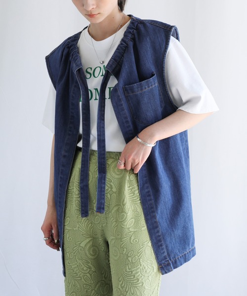 select MOCA（セレクトモカ）の「ドロストネックデニムベスト（ベスト・レディース・ブラック/インディゴブルー・FREE）」の21枚目の写真