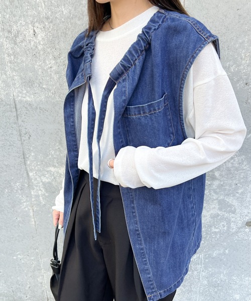 セール】ドロストネックデニムベスト（ベスト）｜select MOCA