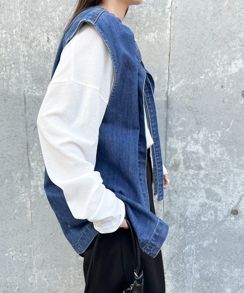 セール】ドロストネックデニムベスト（ベスト）｜select MOCA