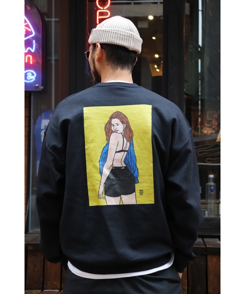Lafayette（ラファイエット）の「ZOZOTOWN 限定受注商品 LFYT ラファイエット [Lafayette] - LFYT × チアゴビアスボラス [THIAGO VILLAS BOAS] コラボ ボクサー ガール クルーネック スウェット スウェットシャツ [BOXERS GIRL CREWNECK SWEAT]（スウェット・メンズ・ライトブルー/ブラック/パープル・SMALL/MEDIUM/LARGE/X-LARGE/XX-LARGE）」の6枚目の写真