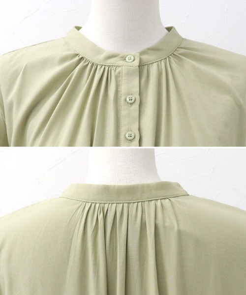 Pierrot(ピエロ)の「バンドカラーフレアシャツワンピース(シャツワンピース・レディース・オフホワイト/ブラック/ミント/イエロー・M/L/PM)」の15枚目の写真