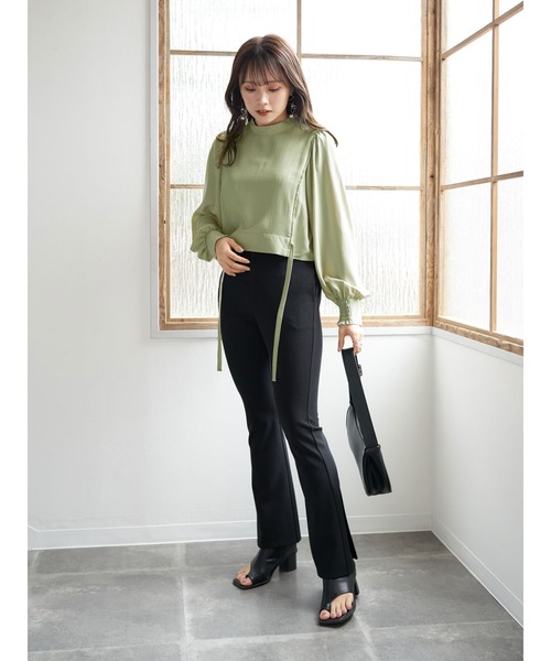 earth music&ecology（アースミュージックアンドエコロジー）の「バックスリットフレアパンツ（その他パンツ・レディース・ブラック/ミント/ライトベージュ/ピンク・S/M）」の8枚目の写真