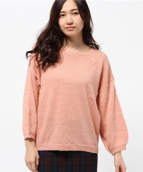 mystic（ミスティック）の「パフ袖ドルマンプルオーバー（ニット/セーター・レディース・オフホワイト/ピンク/ネイビー/グレー/チャコールグレー・ﾌﾘ-）」の5枚目の写真