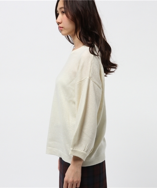 mystic（ミスティック）の「パフ袖ドルマンプルオーバー（ニット/セーター・レディース・オフホワイト/ピンク/ネイビー/グレー/チャコールグレー・ﾌﾘ-）」の7枚目の写真