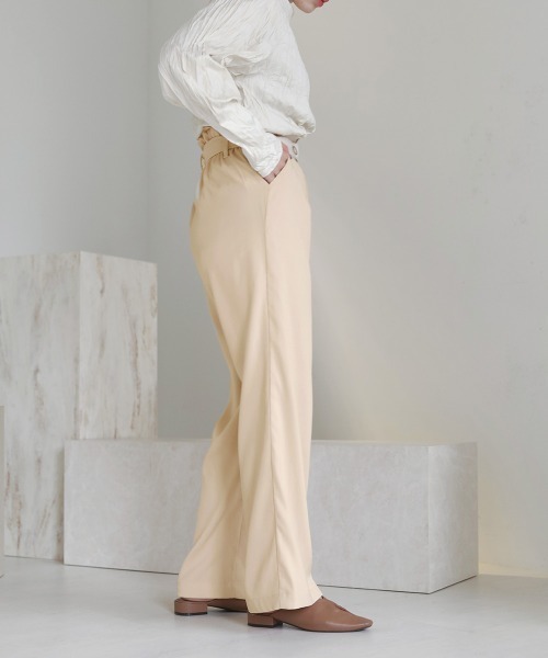 Bab（バブ）の「【セットアップ対応】ベルト付ハイウエストパンツ（その他パンツ・レディース・アイボリー/ライトグリーン・M）」の5枚目の写真