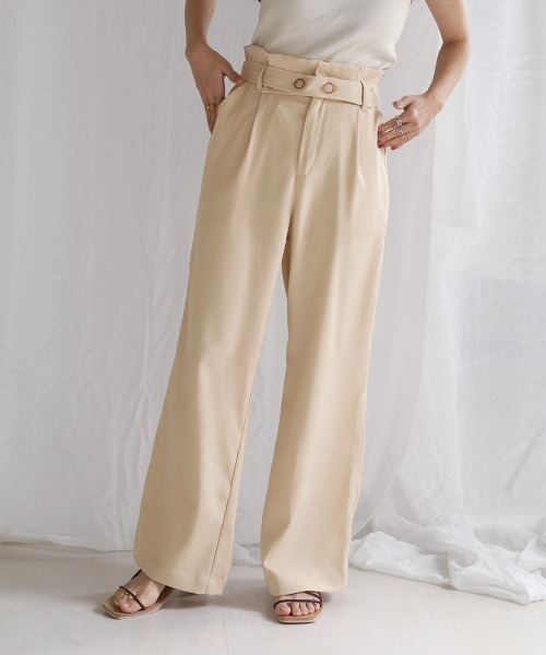 Bab（バブ）の「【セットアップ対応】ベルト付ハイウエストパンツ（その他パンツ・レディース・アイボリー/ライトグリーン・M）」の7枚目の写真