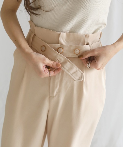 Bab（バブ）の「【セットアップ対応】ベルト付ハイウエストパンツ（その他パンツ・レディース・アイボリー/ライトグリーン・M）」の9枚目の写真