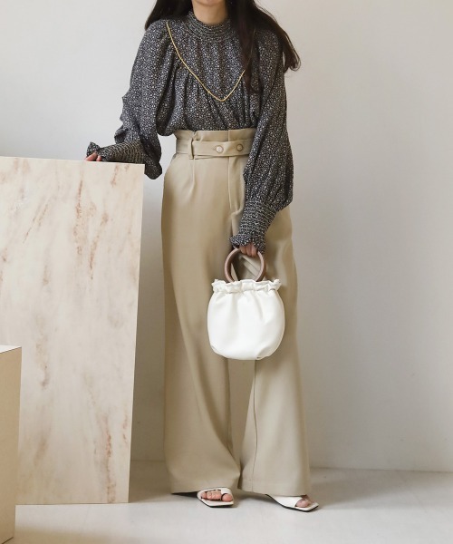 Bab（バブ）の「【セットアップ対応】ベルト付ハイウエストパンツ（その他パンツ・レディース・アイボリー/ライトグリーン・M）」の14枚目の写真