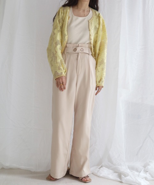 Bab（バブ）の「【セットアップ対応】ベルト付ハイウエストパンツ（その他パンツ・レディース・アイボリー/ライトグリーン・M）」の3枚目の写真