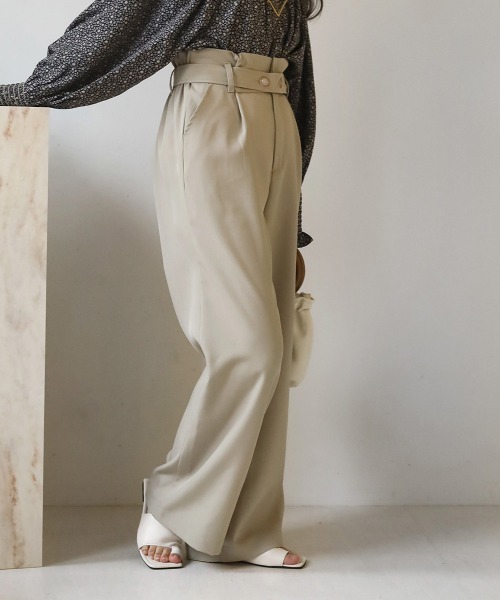 Bab（バブ）の「【セットアップ対応】ベルト付ハイウエストパンツ（その他パンツ・レディース・アイボリー/ライトグリーン・M）」の18枚目の写真