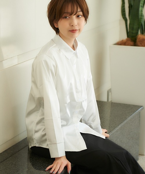 BLANC FICELLE(ブランフィセル)の「サテン シャツ(シャツ/ブラウス・レディース・ベージュ/グリーン/Off White/ブラック・SMALL/LARGE/XX-LARGE/MEDIUM/XXX-LARGE/X-LARGE)」の18枚目の写真
