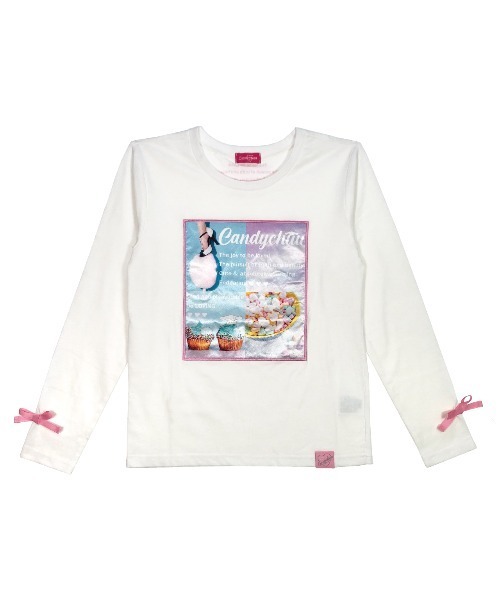 Candychuu(キャンディチュウ)の「シナモロールロンT(Tシャツ/カットソー・キッズ・ホワイト・120/130/140/150/160)」の2枚目の写真