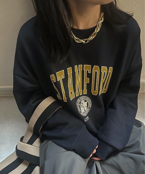 セール】【選べるサイズ】ロゴプリント裏毛ルーズプルオーバー