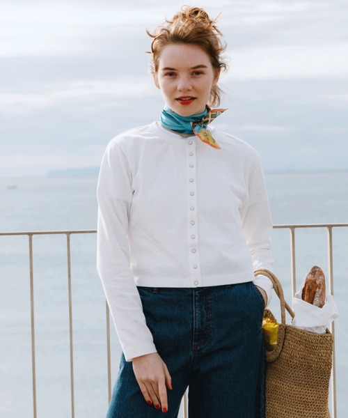 Doux archives（ドゥアルシーヴ）の「［ｗｅｂ限定］スナップボタンコンパクトカーディガン（カーディガン/ボレロ・レディース・ホワイト/ピンク/イエロー/オレンジ/グリーン・FREE）」の2枚目の写真