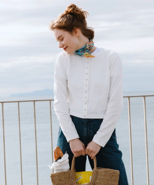 Doux archives（ドゥアルシーヴ）の「［ｗｅｂ限定］スナップボタンコンパクトカーディガン（カーディガン/ボレロ・レディース・ホワイト/ピンク/イエロー/オレンジ/グリーン・FREE）」の14枚目の写真