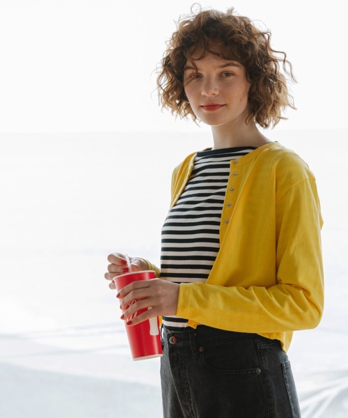 Doux archives（ドゥアルシーヴ）の「［ｗｅｂ限定］スナップボタンコンパクトカーディガン（カーディガン/ボレロ・レディース・ホワイト/ピンク/イエロー/オレンジ/グリーン・FREE）」の19枚目の写真