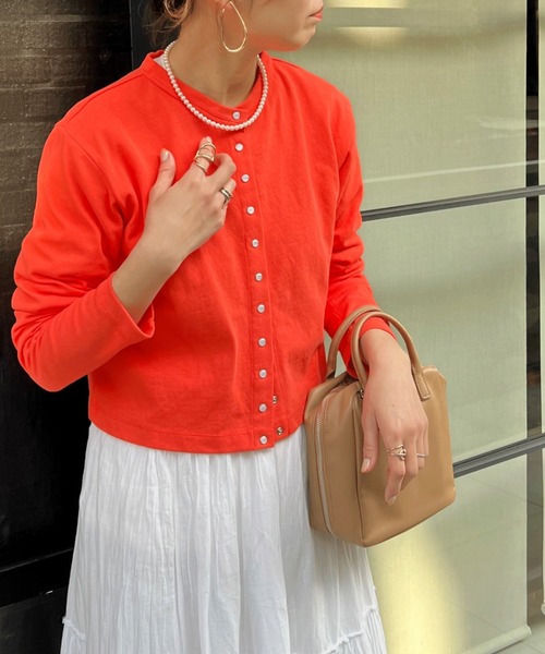 Doux archives（ドゥアルシーヴ）の「［ｗｅｂ限定］スナップボタンコンパクトカーディガン（カーディガン/ボレロ・レディース・ホワイト/ピンク/イエロー/オレンジ/グリーン・FREE）」の9枚目の写真