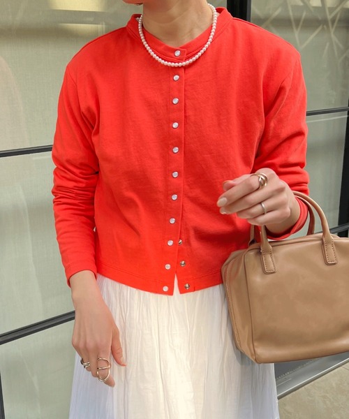 Doux archives（ドゥアルシーヴ）の「［ｗｅｂ限定］スナップボタンコンパクトカーディガン（カーディガン/ボレロ・レディース・ホワイト/ピンク/イエロー/オレンジ/グリーン・FREE）」の7枚目の写真