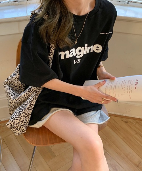 meJane（ミージェーン）の「imagineオーバーサイズプリントTシャツ（Tシャツ/カットソー・レディース・ホワイト/ブラック/グレー・FREE）」の8枚目の写真