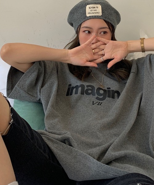 meJane（ミージェーン）の「imagineオーバーサイズプリントTシャツ（Tシャツ/カットソー・レディース・ホワイト/ブラック/グレー・FREE）」の14枚目の写真