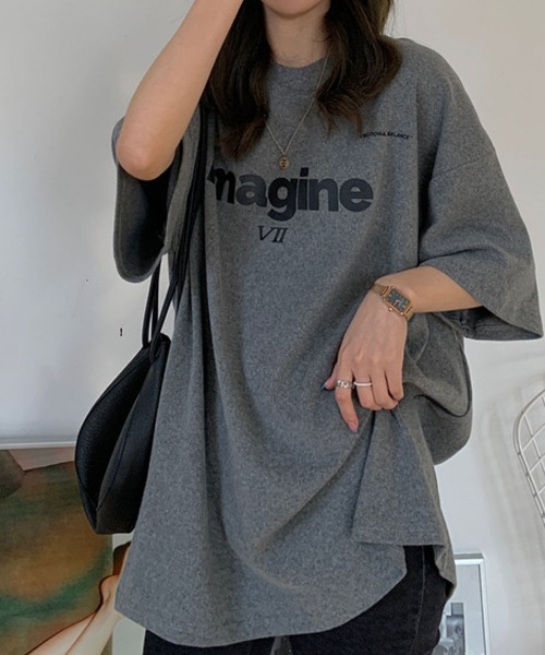 meJane（ミージェーン）の「imagineオーバーサイズプリントTシャツ（Tシャツ/カットソー・レディース・ホワイト/ブラック/グレー・FREE）」の16枚目の写真