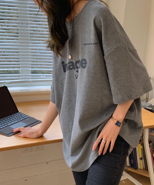 meJane（ミージェーン）の「imagineオーバーサイズプリントTシャツ（Tシャツ/カットソー・レディース・ホワイト/ブラック/グレー・FREE）」の15枚目の写真