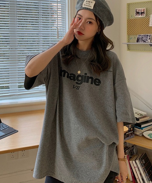 meJane（ミージェーン）の「imagineオーバーサイズプリントTシャツ（Tシャツ/カットソー・レディース・ホワイト/ブラック/グレー・FREE）」の12枚目の写真