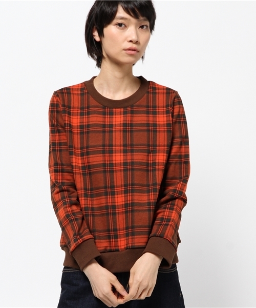 OUTLET(アウトレット)の「【Ciaopanic】チェックプリント裏毛プルオーバー(Tシャツ/カットソー・レディース・グリーン/オレンジ/レッド/ホワイト・FREE)」の4枚目の写真