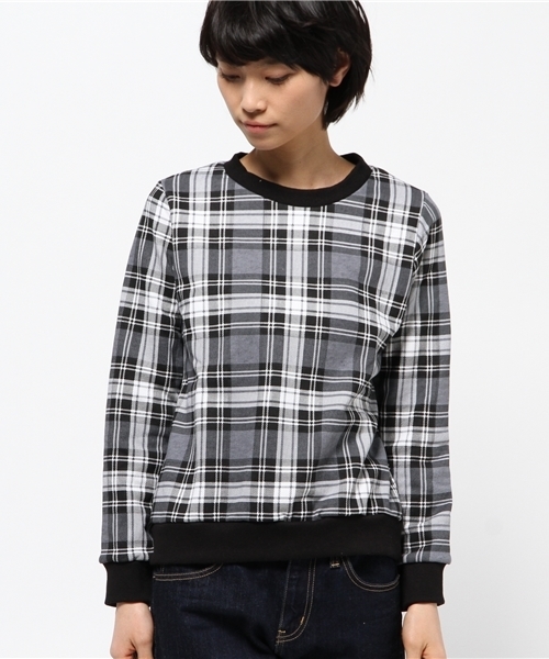 OUTLET(アウトレット)の「【Ciaopanic】チェックプリント裏毛プルオーバー(Tシャツ/カットソー・レディース・グリーン/オレンジ/レッド/ホワイト・FREE)」の5枚目の写真