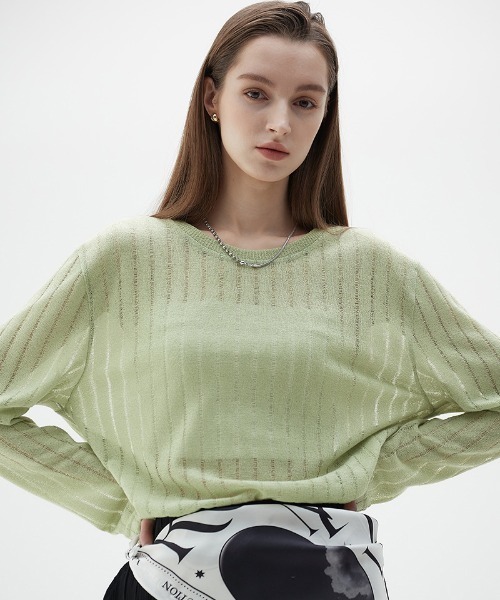 LARTIGENT（ラーティゼン）の「A'GEM/9 × .kom『LARTIGENT/ラーティゼン』LY DAMAGE T-SHIRT/ダメージデザイン ロングスリーブカットソー 長袖Tシャツ（Tシャツ/カットソー・レディース・ブラック/ブルー/グリーン・FREE）」の3枚目の写真