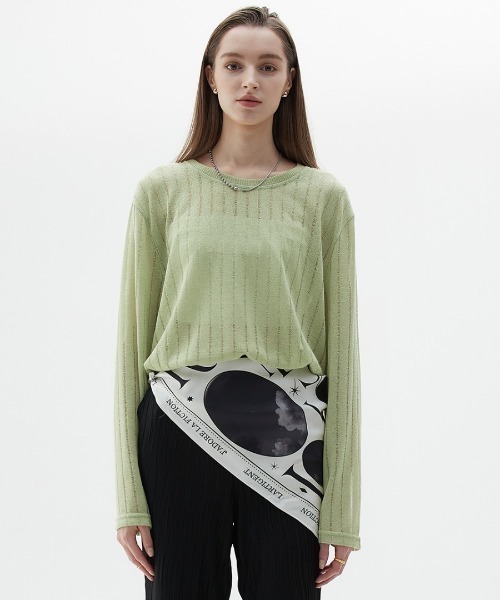 LARTIGENT（ラーティゼン）の「A'GEM/9 × .kom『LARTIGENT/ラーティゼン』LY DAMAGE T-SHIRT/ダメージデザイン ロングスリーブカットソー 長袖Tシャツ（Tシャツ/カットソー・レディース・ブラック/ブルー/グリーン・FREE）」の19枚目の写真