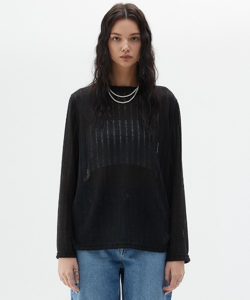 LARTIGENT（ラーティゼン）の「A'GEM/9 × .kom『LARTIGENT/ラーティゼン』LY DAMAGE T-SHIRT/ダメージデザイン ロングスリーブカットソー 長袖Tシャツ（Tシャツ/カットソー・レディース・ブラック/ブルー/グリーン・FREE）」の10枚目の写真