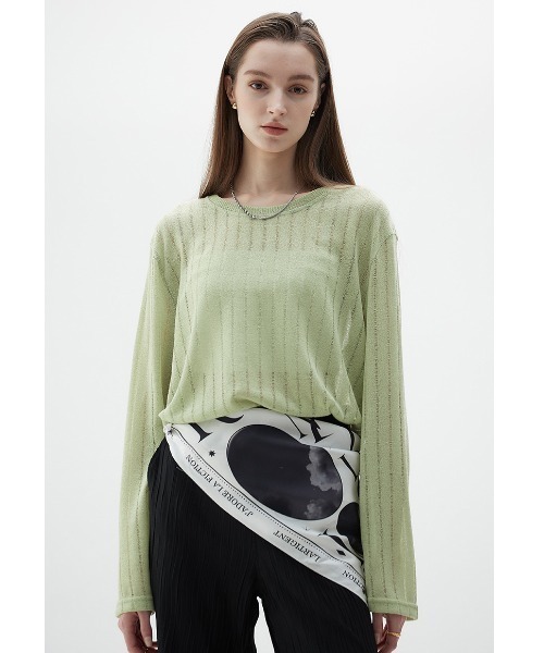 LARTIGENT（ラーティゼン）の「A'GEM/9 × .kom『LARTIGENT/ラーティゼン』LY DAMAGE T-SHIRT/ダメージデザイン ロングスリーブカットソー 長袖Tシャツ（Tシャツ/カットソー・レディース・ブラック/ブルー/グリーン・FREE）」の20枚目の写真