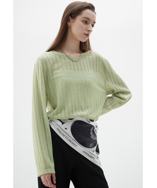 LARTIGENT（ラーティゼン）の「A'GEM/9 × .kom『LARTIGENT/ラーティゼン』LY DAMAGE T-SHIRT/ダメージデザイン ロングスリーブカットソー 長袖Tシャツ（Tシャツ/カットソー・レディース・ブラック/ブルー/グリーン・FREE）」の21枚目の写真