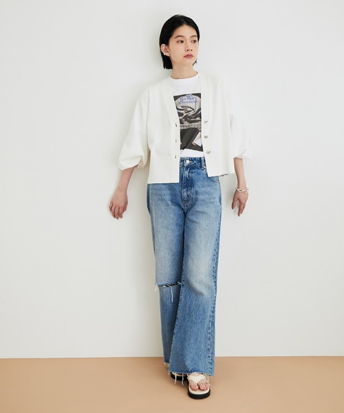 ADAM ET ROPE'（アダムエロペ）の「〈追加〉ワイドスリーブカーディガン（カーディガン/ボレロ・レディース・ピンク/ホワイト/ブラック/サックスブルー/グリーン・FREE）」の6枚目の写真