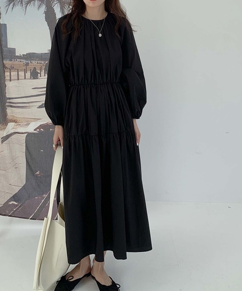 Doula Doula(ドゥーラドゥーラ)の「ティアードAラインワンピース(ワンピース・レディース・ホワイト/ブラック/モカ・FREE)」の8枚目の写真
