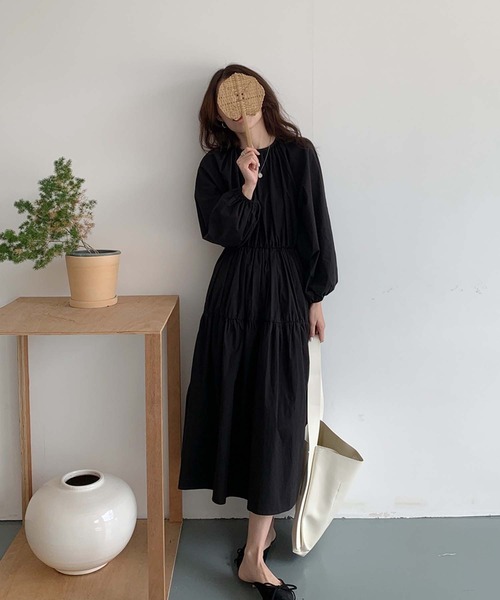 Doula Doula(ドゥーラドゥーラ)の「ティアードAラインワンピース(ワンピース・レディース・ホワイト/ブラック/モカ・FREE)」の10枚目の写真