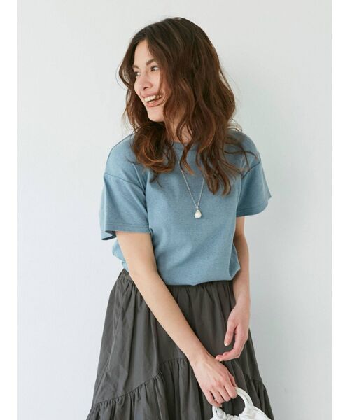 Ungrid（アングリッド）の「草木染テレコTee（Tシャツ/カットソー・レディース・ピンク/オレンジ/ブルー/グリーン/アイボリー・FREE）」の22枚目の写真