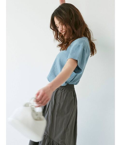 Ungrid（アングリッド）の「草木染テレコTee（Tシャツ/カットソー・レディース・ピンク/オレンジ/ブルー/グリーン/アイボリー・FREE）」の9枚目の写真