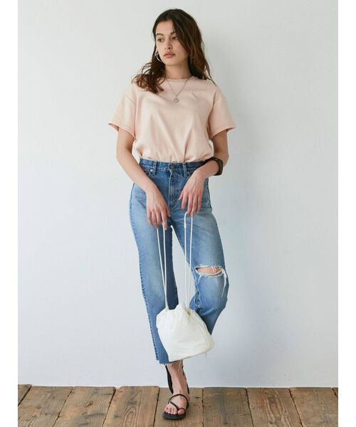 Ungrid（アングリッド）の「草木染テレコTee（Tシャツ/カットソー・レディース・ピンク/オレンジ/ブルー/グリーン/アイボリー・FREE）」の10枚目の写真