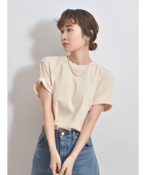 Ungrid（アングリッド）の「草木染テレコTee（Tシャツ/カットソー・レディース・ピンク/オレンジ/ブルー/グリーン/アイボリー・FREE）」の8枚目の写真