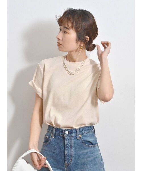 Ungrid（アングリッド）の「草木染テレコTee（Tシャツ/カットソー・レディース・ピンク/オレンジ/ブルー/グリーン/アイボリー・FREE）」の6枚目の写真