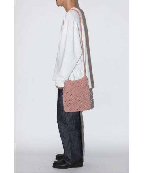 Badhiya（バディ―ヤ）の「Macrame shoulder bag - large（ショルダーバッグ・メンズ・ピンク/ネイビー・FREE）」の4枚目の写真