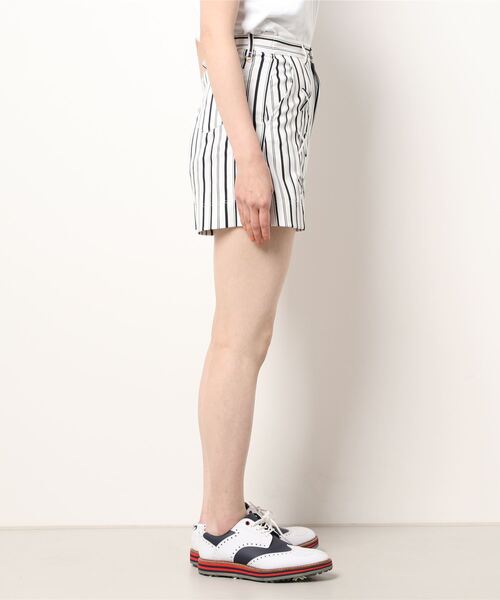 rienda suelta(リエンダスエルタ)の「【km】【rienda suelta】GIRLY ランダムストライプボトム地レースアップショートパンツ ゴルフウエア(その他パンツ・レディース・ホワイト/ネイビー・SMALL)」の3枚目の写真