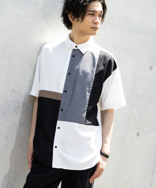 URBAN COLLECTION(アーバンコレクション)の「切り替え半袖シャツ(シャツ/ブラウス・メンズ・ブラック/ホワイト・L/M)」の8枚目の写真